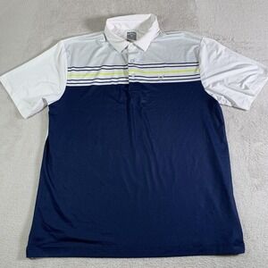 Callaway Polo Shirt Mens Large‎ Navy White Opti Dri Golf Striped Performance